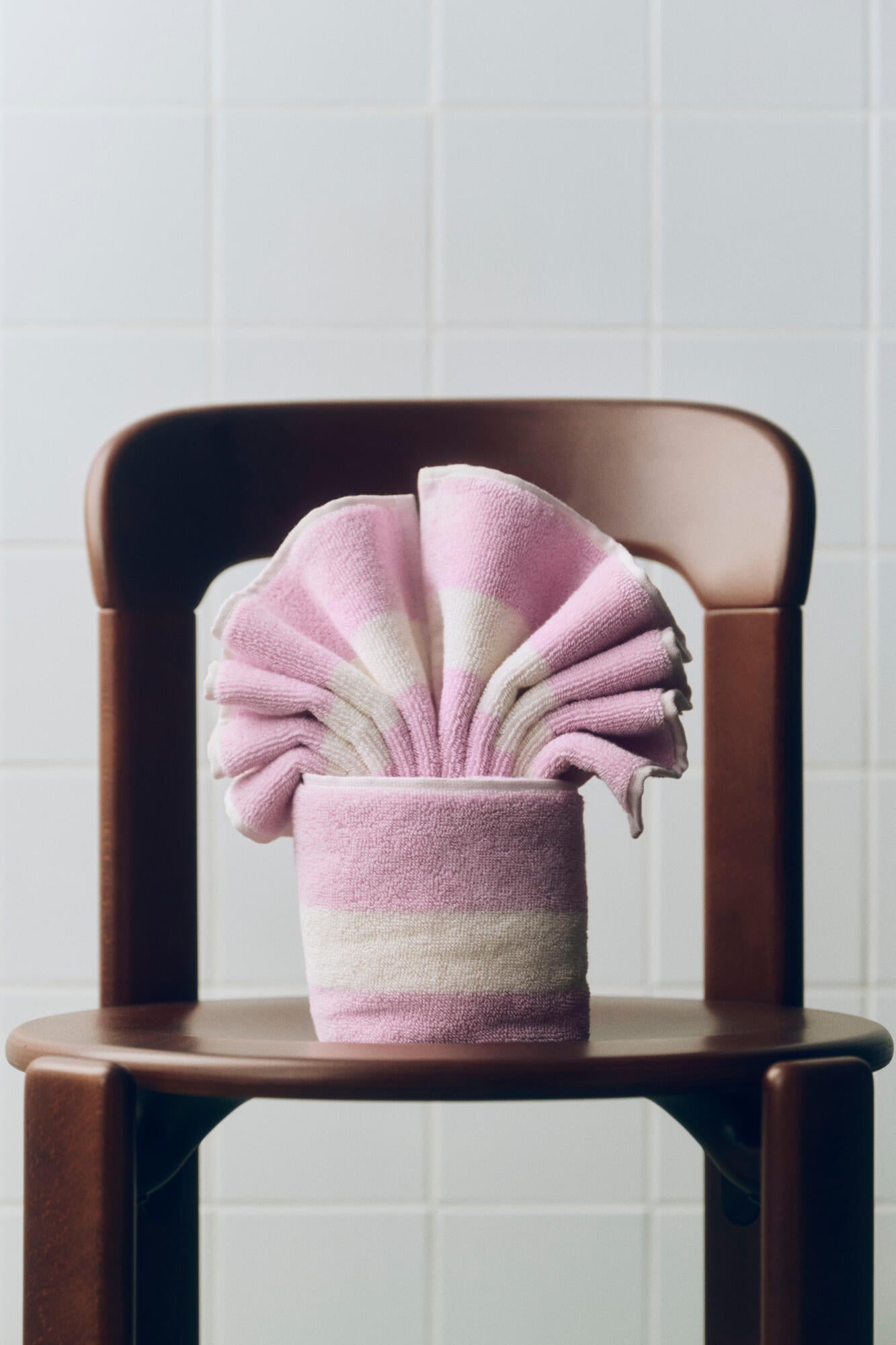 Stripe håndklæde - Cool pink